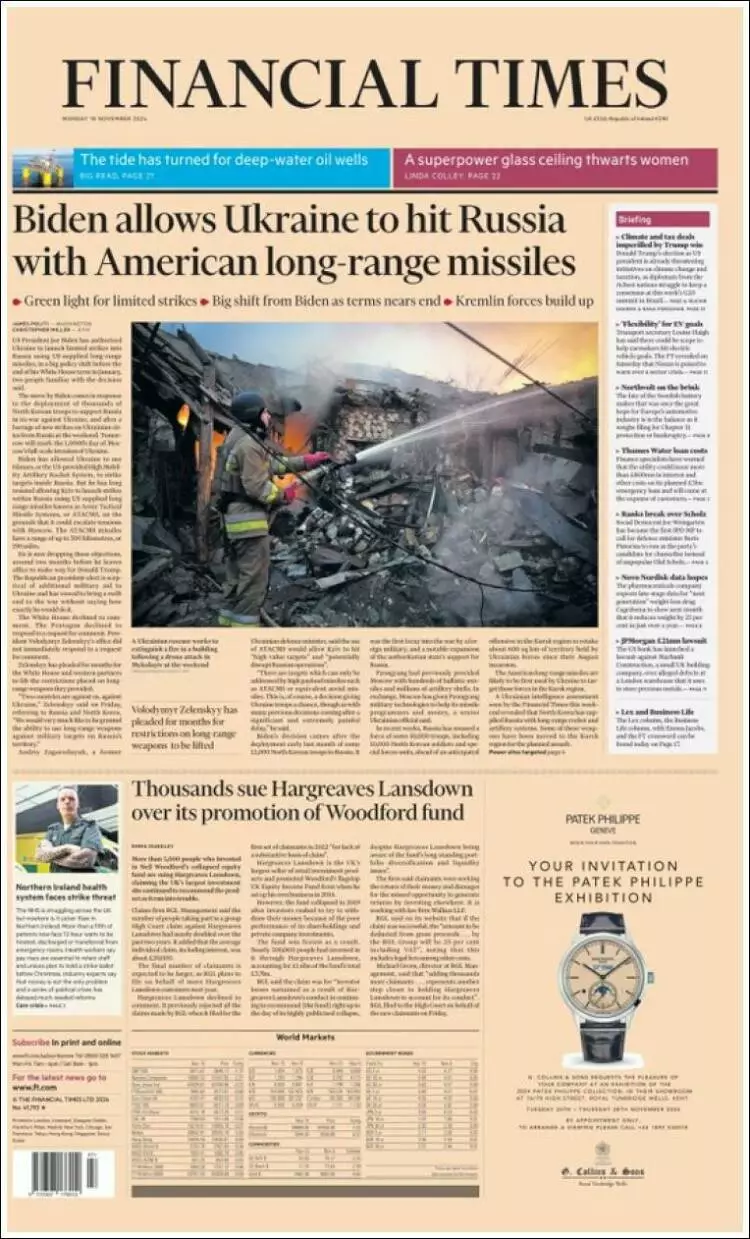 Prima-pagina-financial-times-edizione-di-oggi-2024-11-18