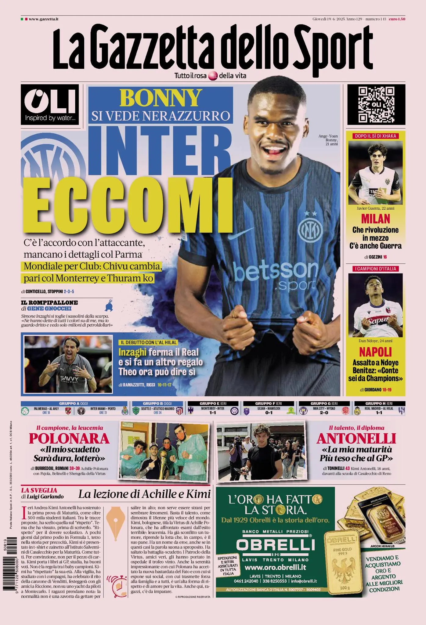 Prima-pagina-gazzetta-dello-sport-edizione-di-oggi-19-06-2025