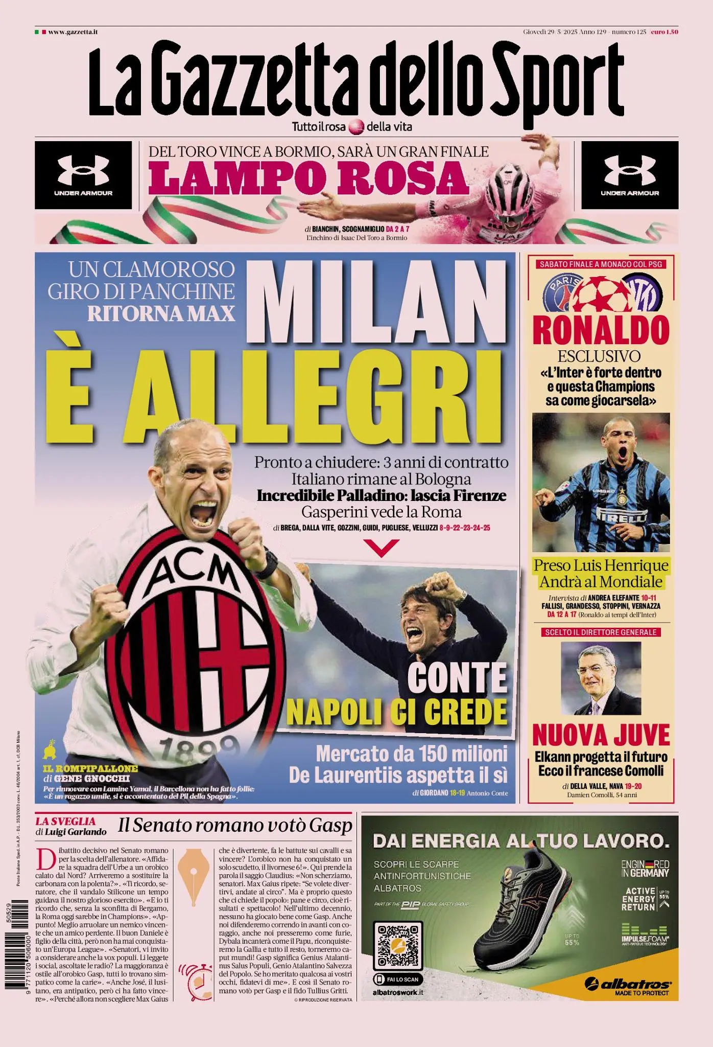 Prima-pagina-gazzetta-dello-sport-edizione-di-oggi-29-05-2025