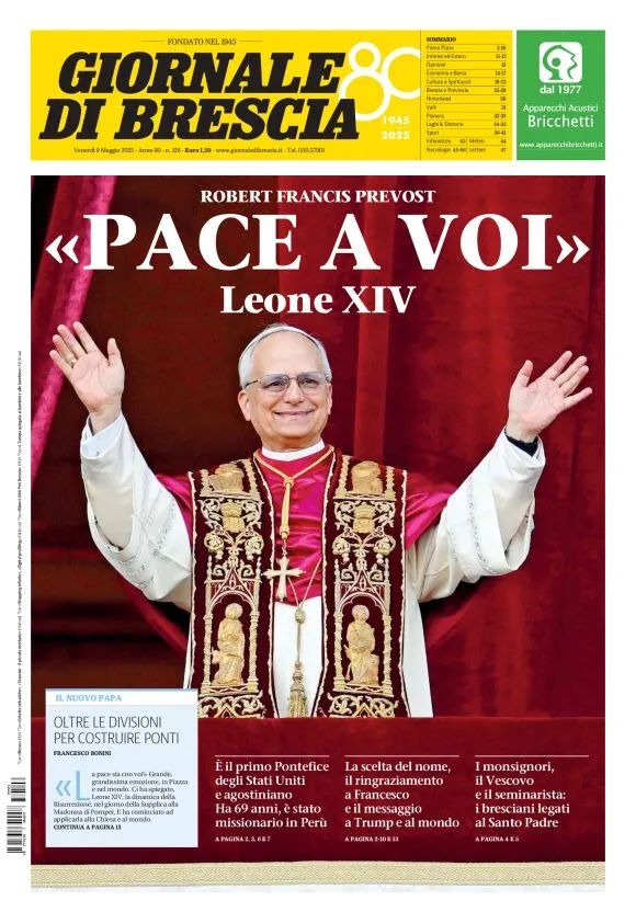 Prima-pagina-giornale di brescia-oggi-edizione-del-2025-05-09