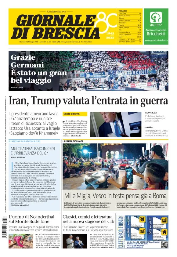 Prima-pagina-giornale di brescia-oggi-edizione-del-2025-06-18