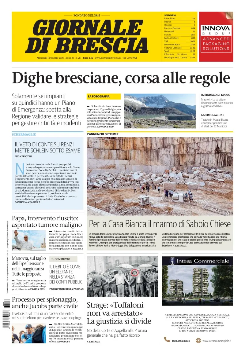 Prima-pagina-giornale di brescia-oggi-edizione-del-2026-10-14