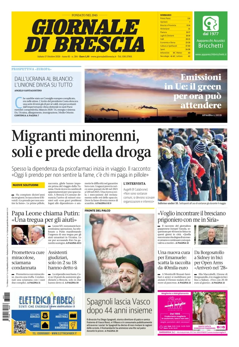 Prima-pagina-giornale di brescia-oggi-edizione-del-2026-10-17