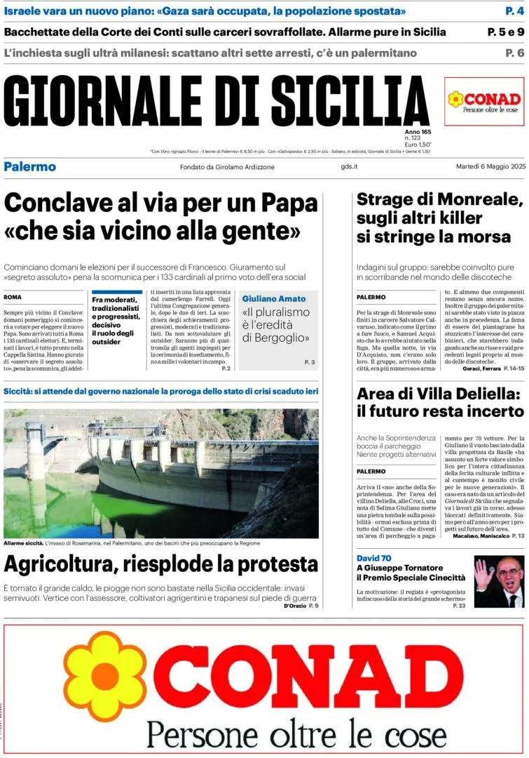Prima-pagina-Giornale-di-Sicilia-edizione-di-oggi-06-05-2025