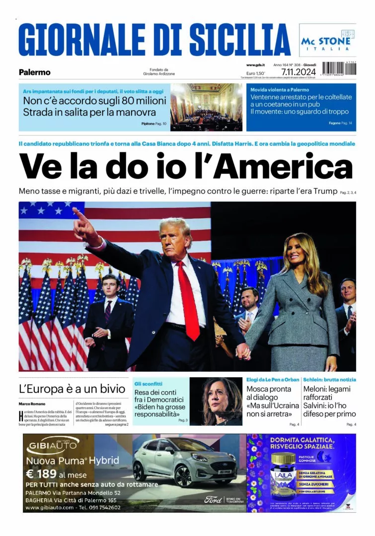 Prima-pagina-Giornale-di-Sicilia-edizione-di-oggi-07-11-2024