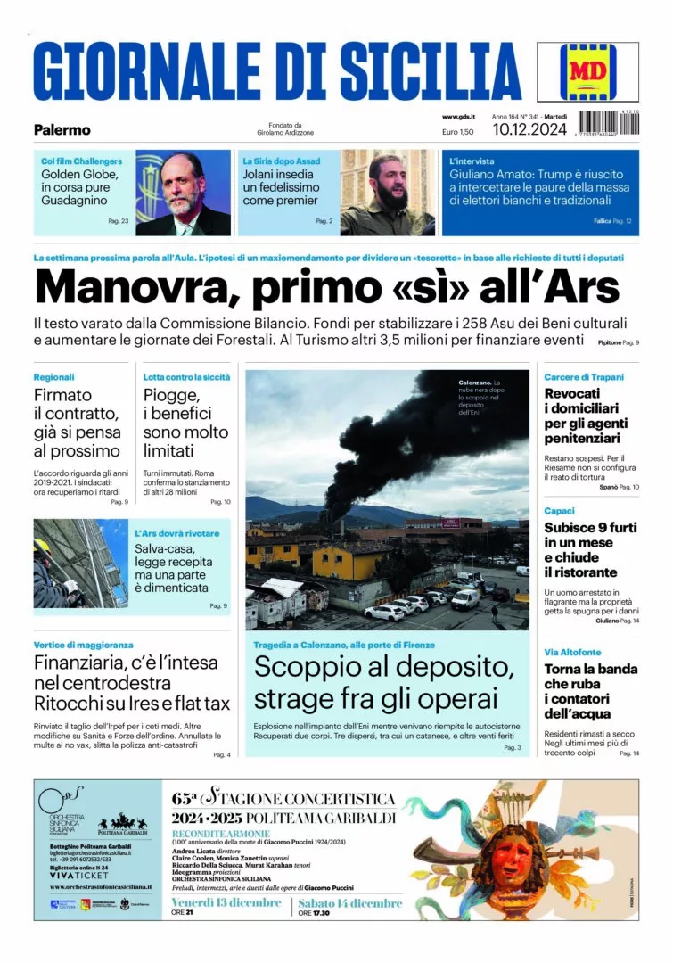 Prima-pagina-Giornale-di-Sicilia-edizione-di-oggi-10-12-2024