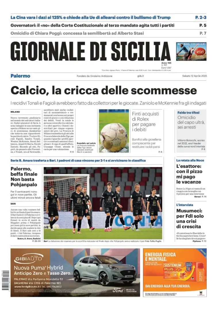 Prima-pagina-Giornale-di-Sicilia-edizione-di-oggi-12-04-2025