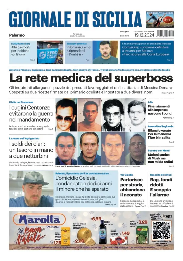 Prima-pagina-Giornale-di-Sicilia-edizione-di-oggi-19-12-2024