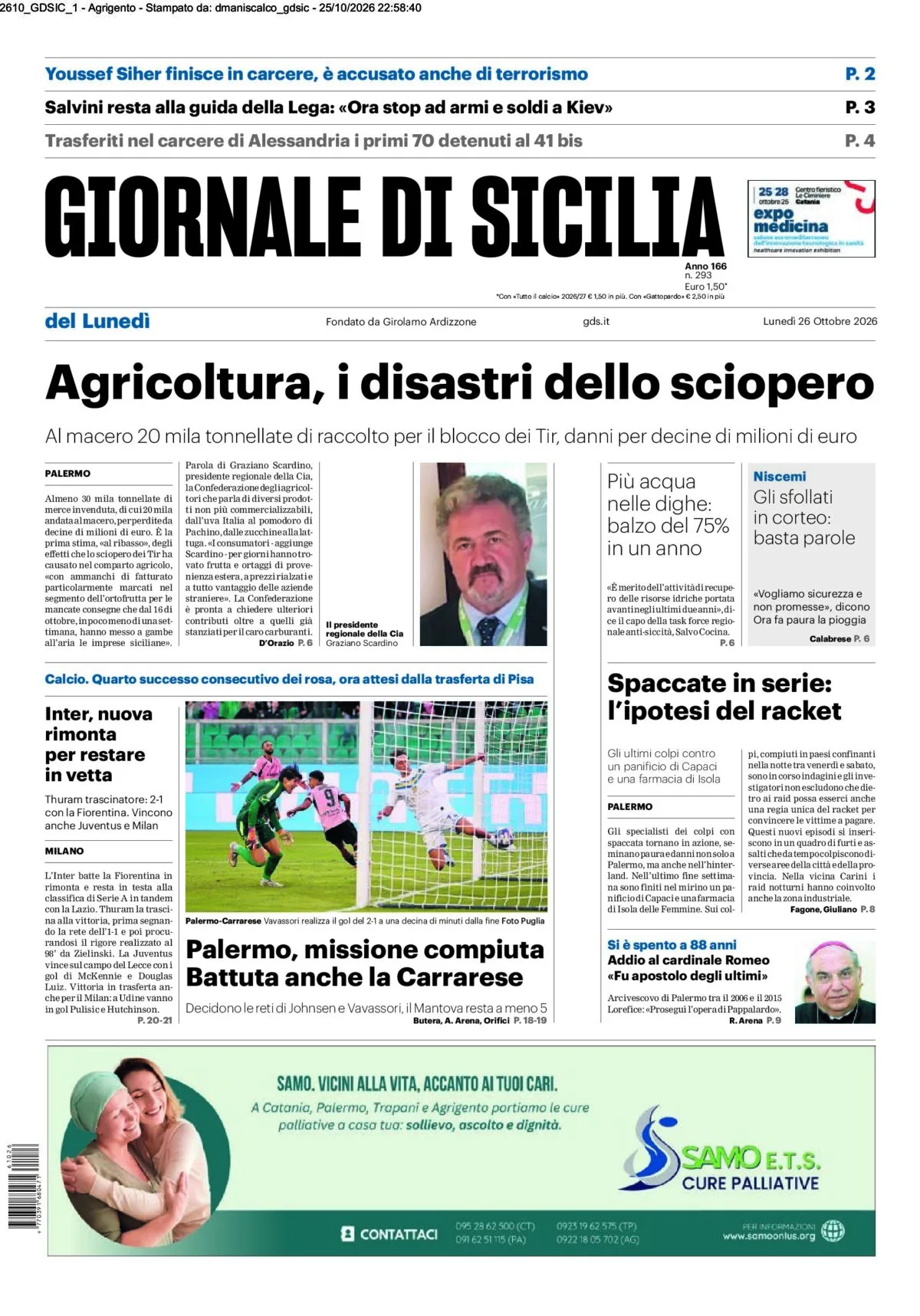 Prima-pagina-Giornale-di-Sicilia-edizione-di-oggi-26-10-2026