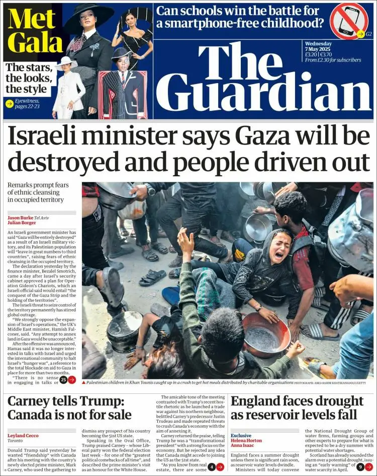 Prima-pagina-guardian-edizione-di-oggi-2025-05-07