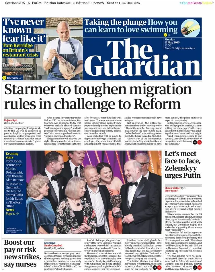 Prima-pagina-guardian-edizione-di-oggi-2025-05-12