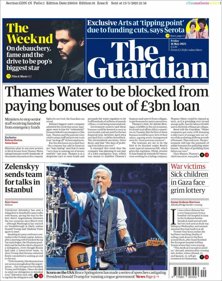 Prima-pagina-guardian-edizione-di-oggi-2025-05-16