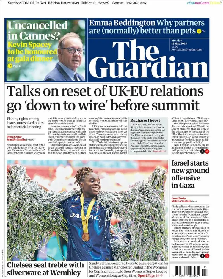 Prima-pagina-guardian-edizione-di-oggi-2025-05-19
