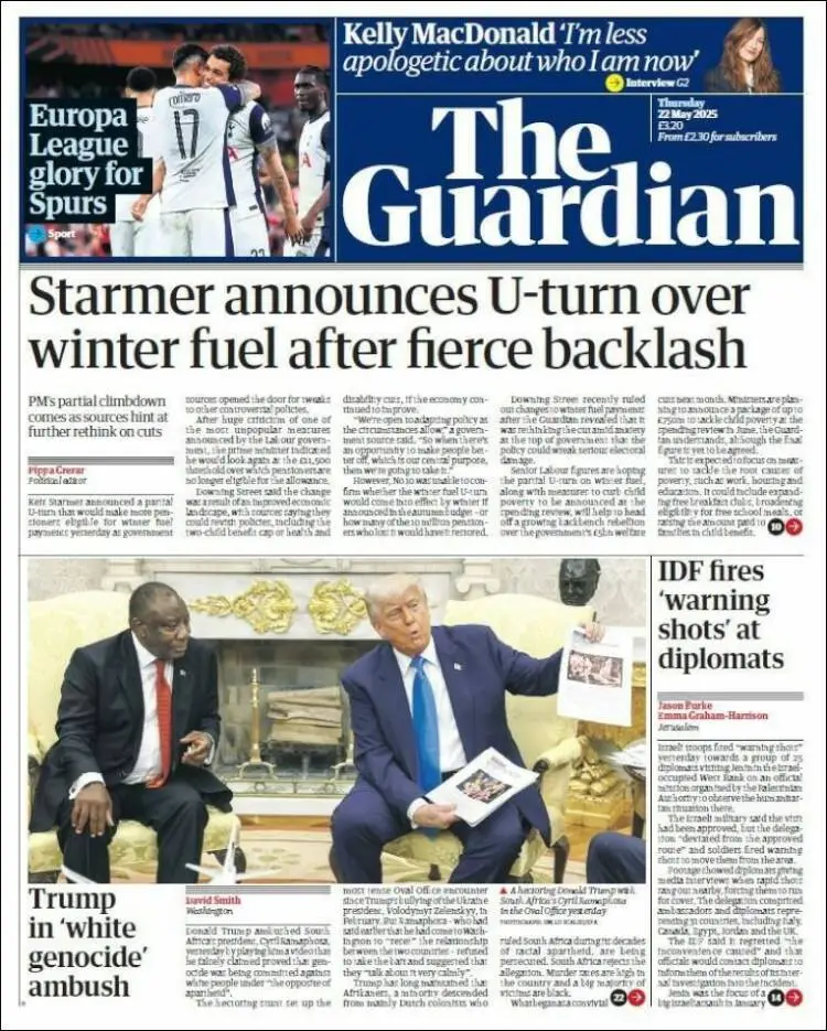 Prima-pagina-guardian-edizione-di-oggi-2025-05-22