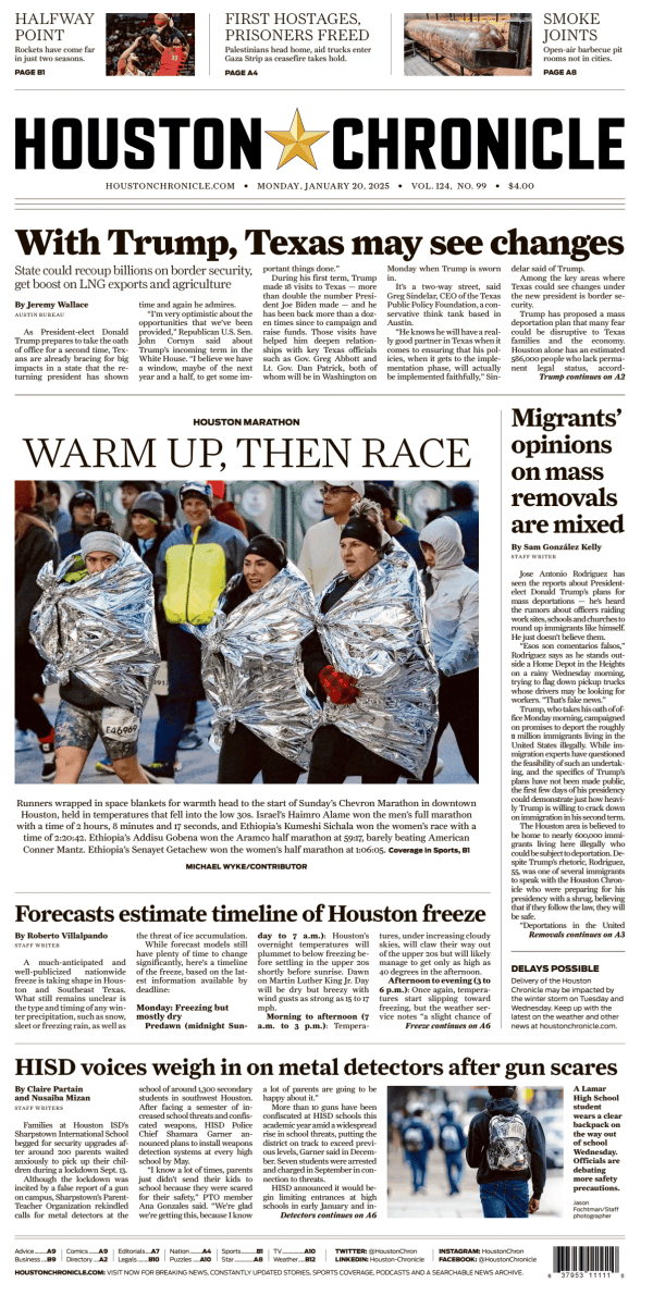 Prima-pagina-houston-chronicle-oggi-edizione-di-oggi-20250120