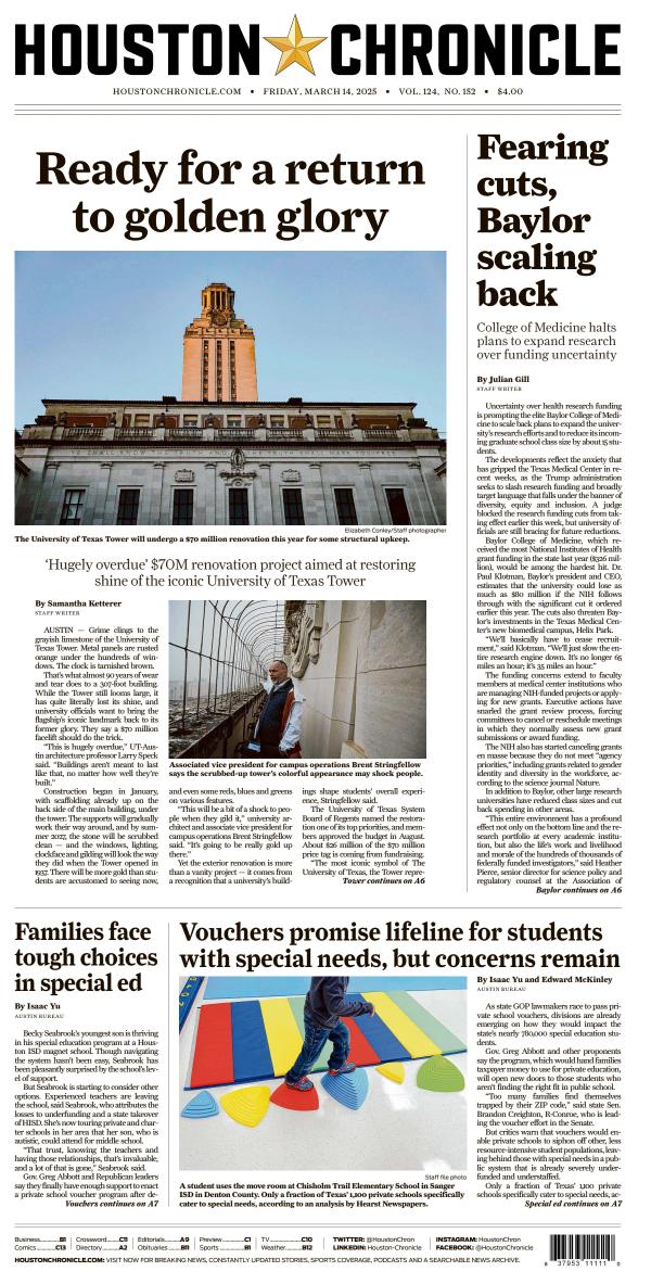 Prima-pagina-houston-chronicle-oggi-edizione-di-oggi-20250314