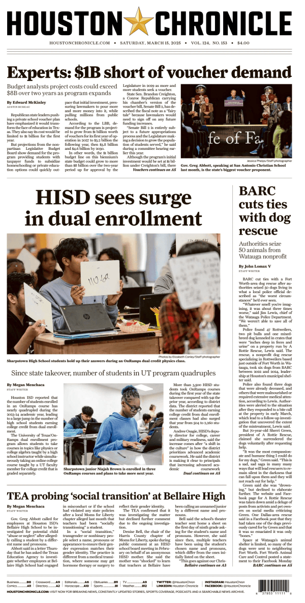 Prima-pagina-houston-chronicle-oggi-edizione-di-oggi-20250315