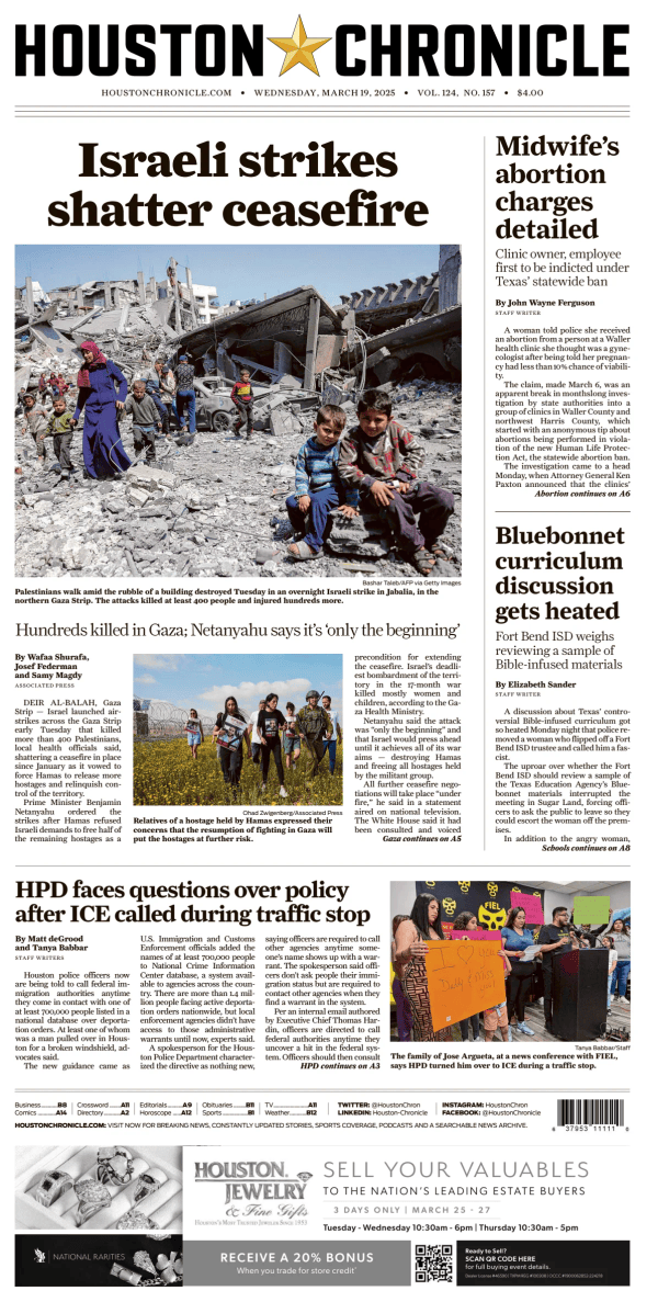 Prima-pagina-houston-chronicle-oggi-edizione-di-oggi-20250319