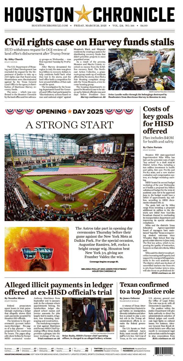 Prima-pagina-houston-chronicle-oggi-edizione-di-oggi-20250328