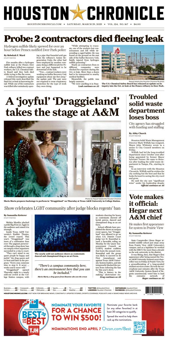 Prima-pagina-houston-chronicle-oggi-edizione-di-oggi-20250329