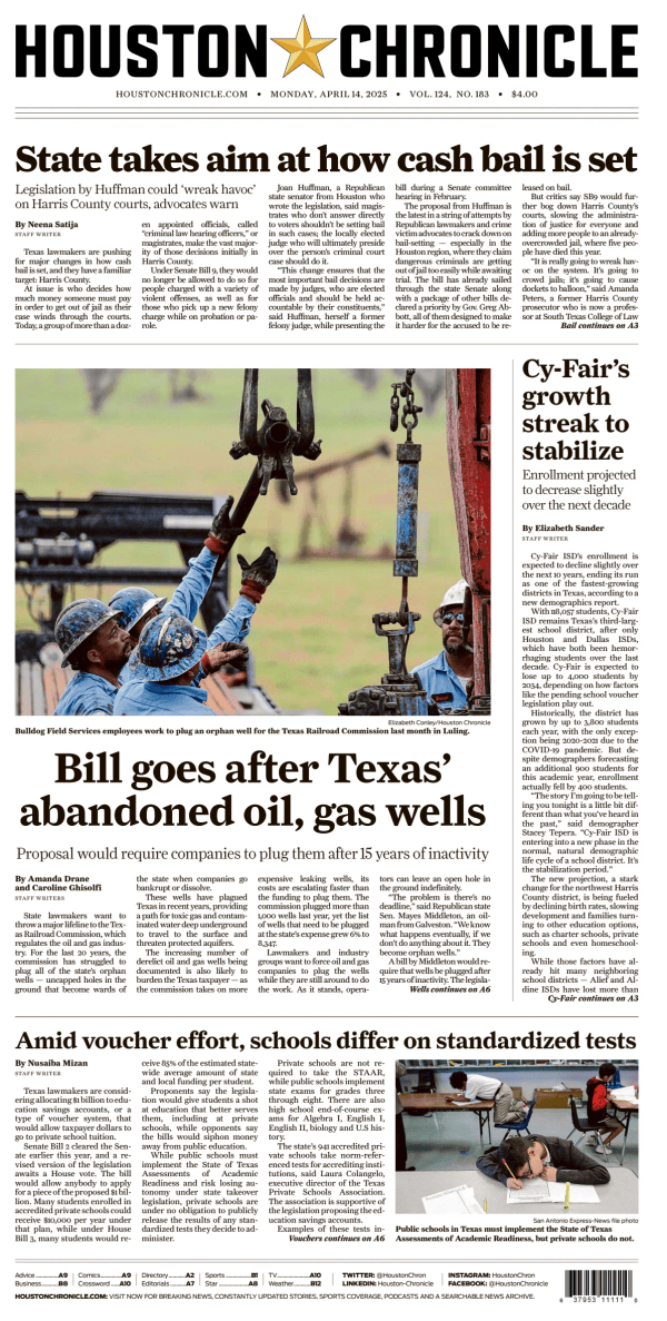 Prima-pagina-houston-chronicle-oggi-edizione-di-oggi-20250414