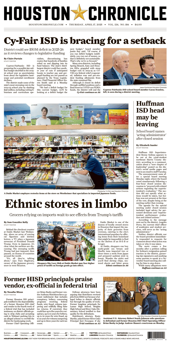 Prima-pagina-houston-chronicle-oggi-edizione-di-oggi-20250417