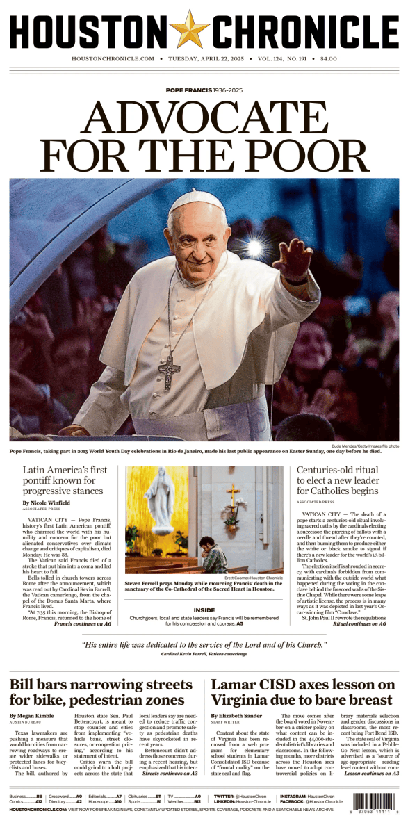 Prima-pagina-houston-chronicle-oggi-edizione-di-oggi-20250422