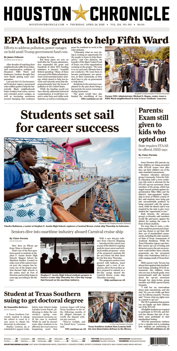 Prima-pagina-houston-chronicle-oggi-edizione-di-oggi-20250424