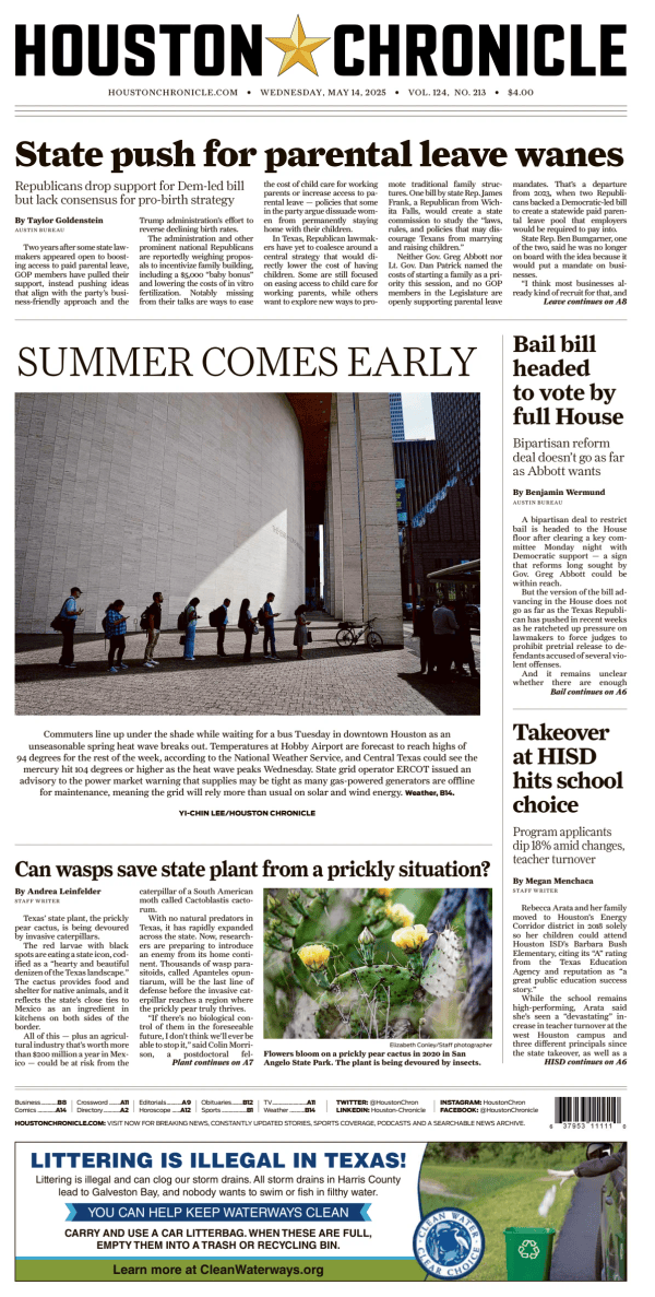 Prima-pagina-houston-chronicle-oggi-edizione-di-oggi-20250514