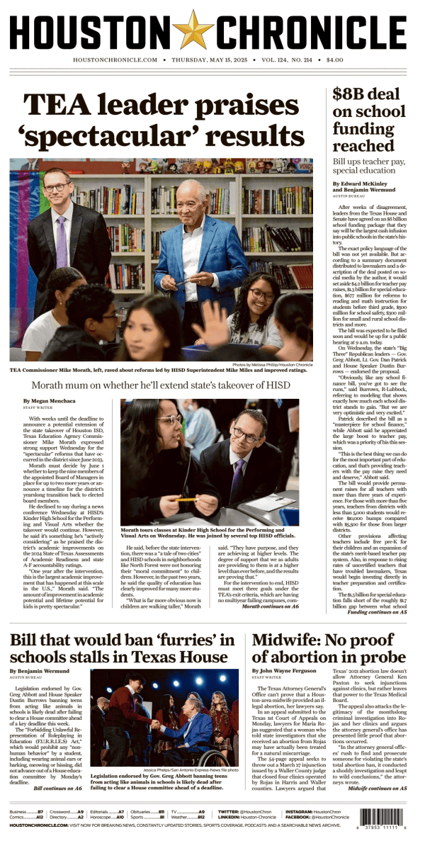 Prima-pagina-houston-chronicle-oggi-edizione-di-oggi-20250515