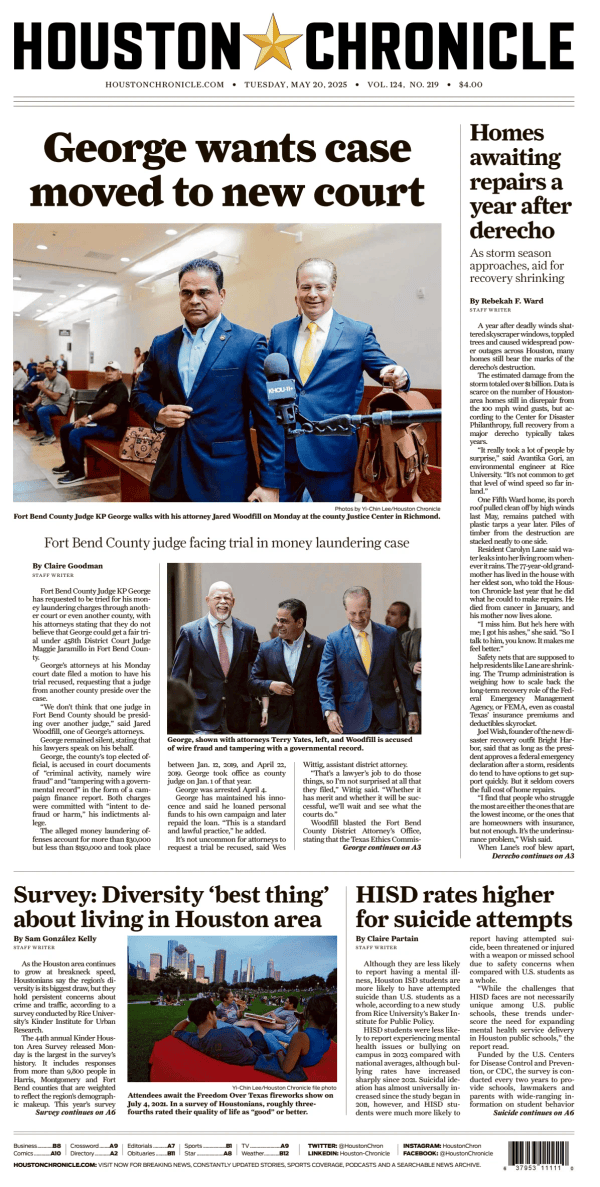 Prima-pagina-houston-chronicle-oggi-edizione-di-oggi-20250520