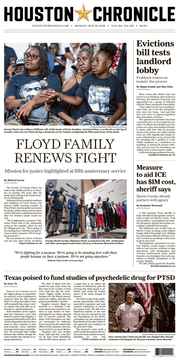 Prima-pagina-houston-chronicle-oggi-edizione-di-oggi-20250526