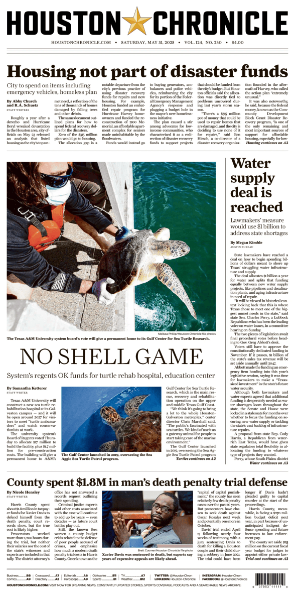 Prima-pagina-houston-chronicle-oggi-edizione-di-oggi-20250531