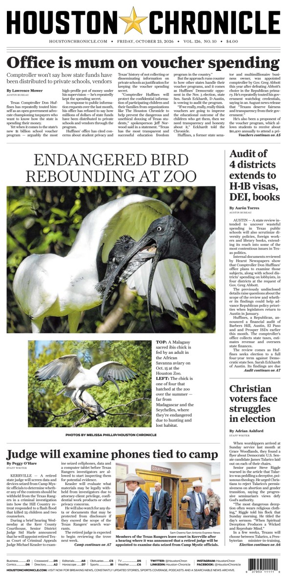 Prima-pagina-houston-chronicle-oggi-edizione-di-oggi-20261023