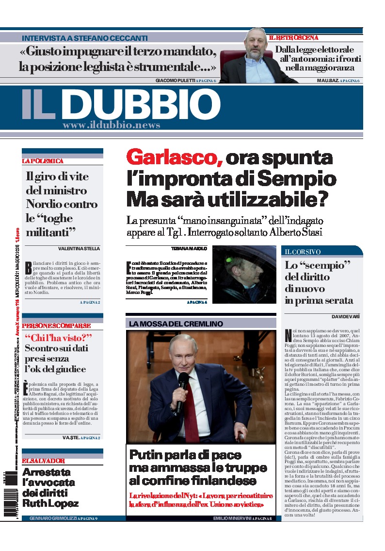 Prima-pagina-il-dubbio-oggi-edizione-di-oggi-20250521