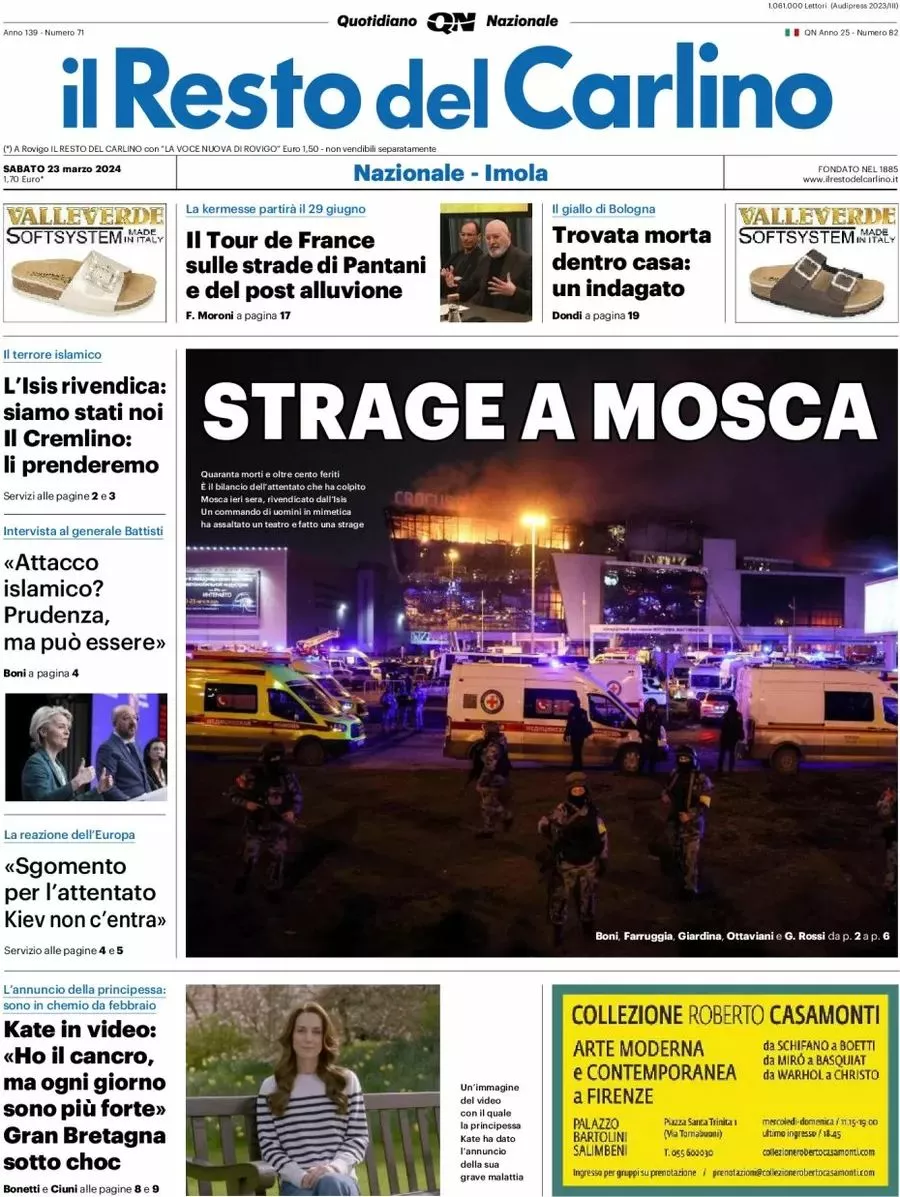 Prima-pagina-il-resto-del-carlino-edizione-di-oggi-23-03-2024