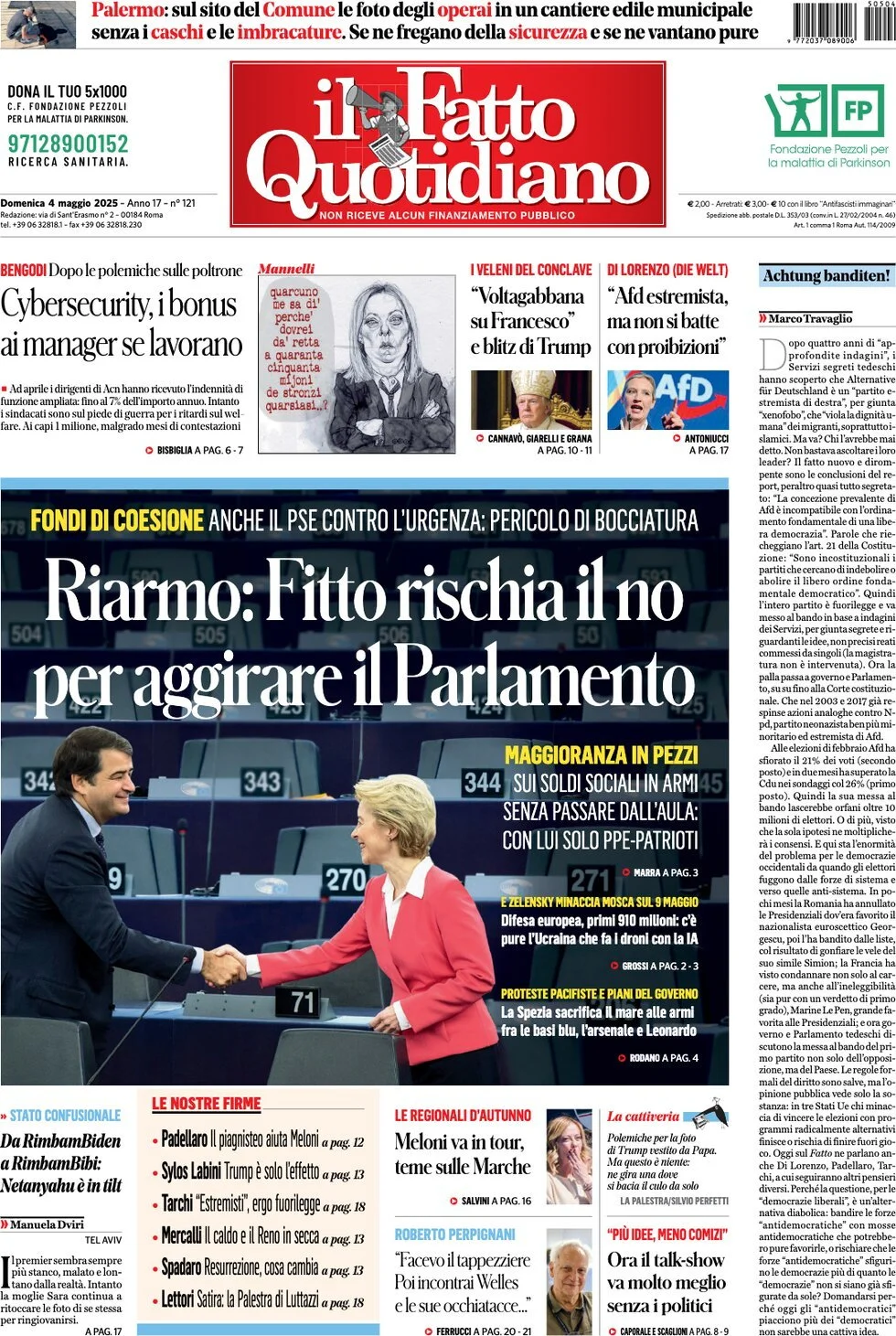 Prima-pagina-il-fatto-quotidiano-edizione-di-oggi-04-05-2025
