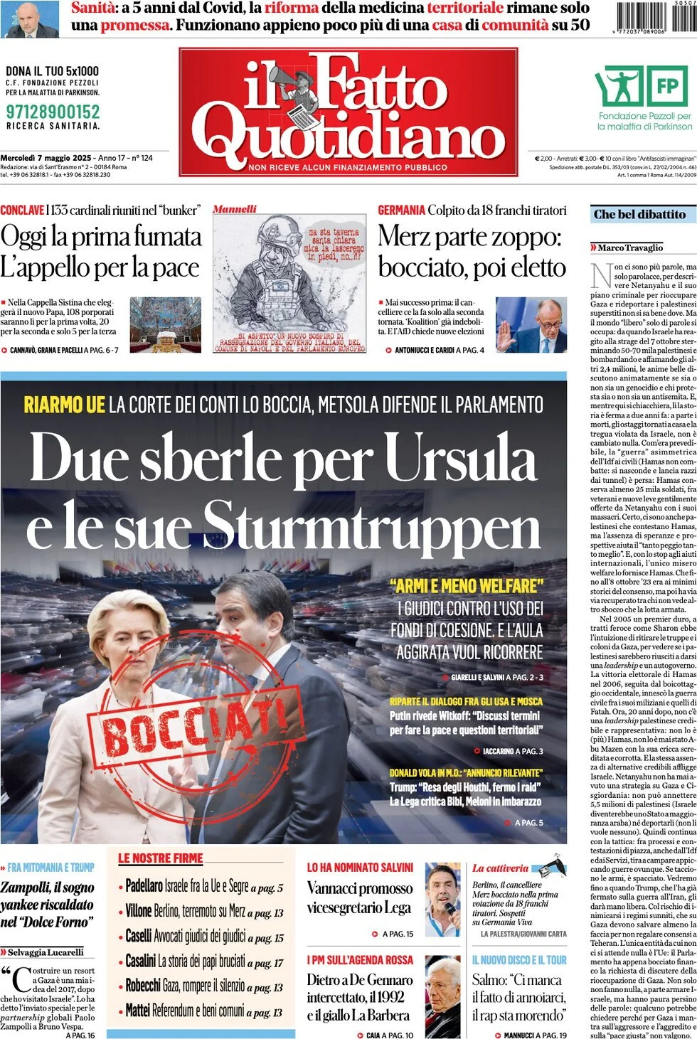 Prima-pagina-il-fatto-quotidiano-edizione-di-oggi-07-05-2025