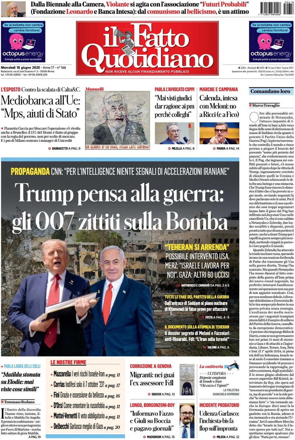 Prima-pagina-il-fatto-quotidiano-edizione-di-oggi-18-06-2025