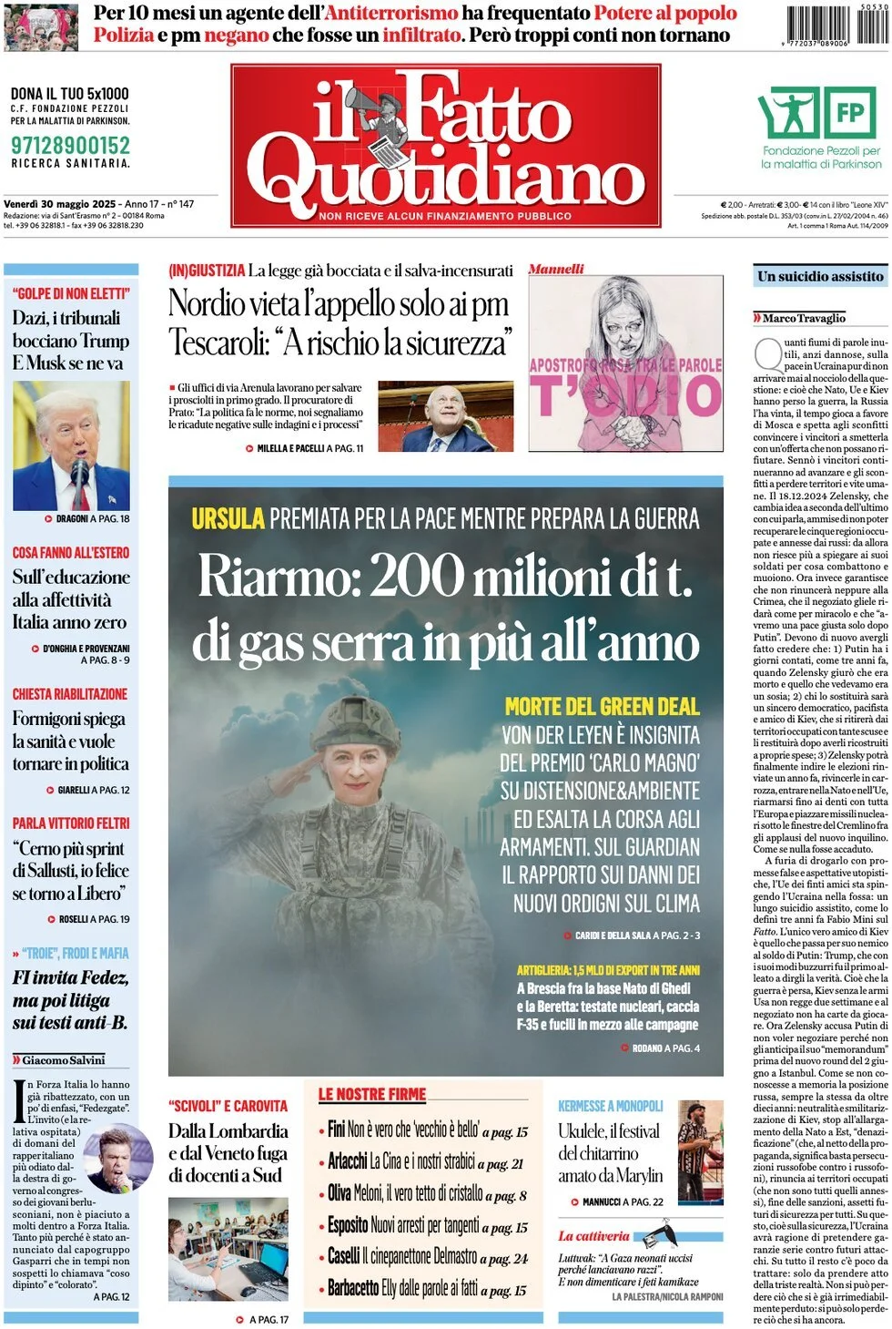 Prima-pagina-il-fatto-quotidiano-edizione-di-oggi-30-05-2025