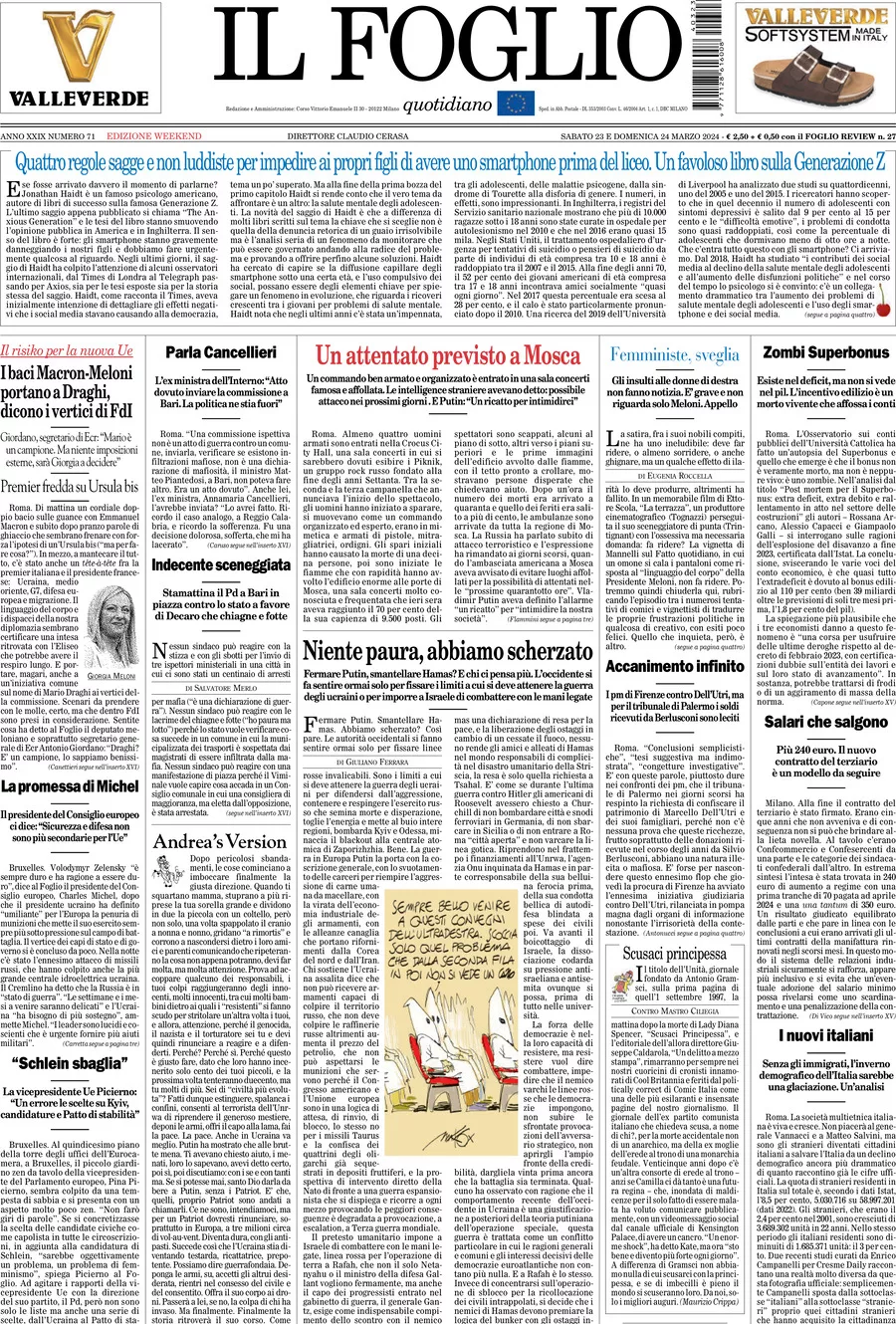 Prima-pagina-il-foglio-edizione-di-oggi-23-03-2024