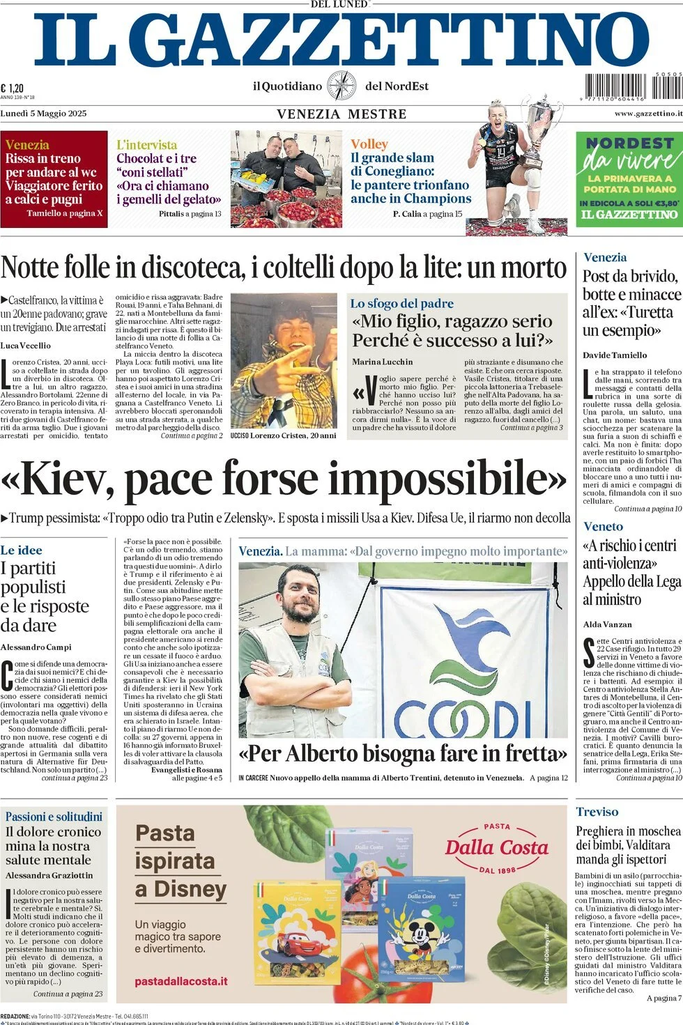 Prima-pagina-il-gazzettino-edizione-di-oggi-05-05-2025