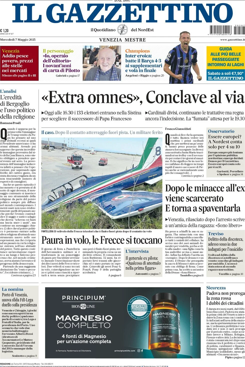 Prima-pagina-il-gazzettino-edizione-di-oggi-07-05-2025