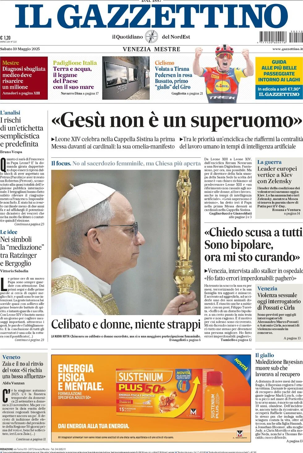 Prima-pagina-il-gazzettino-edizione-di-oggi-10-05-2025