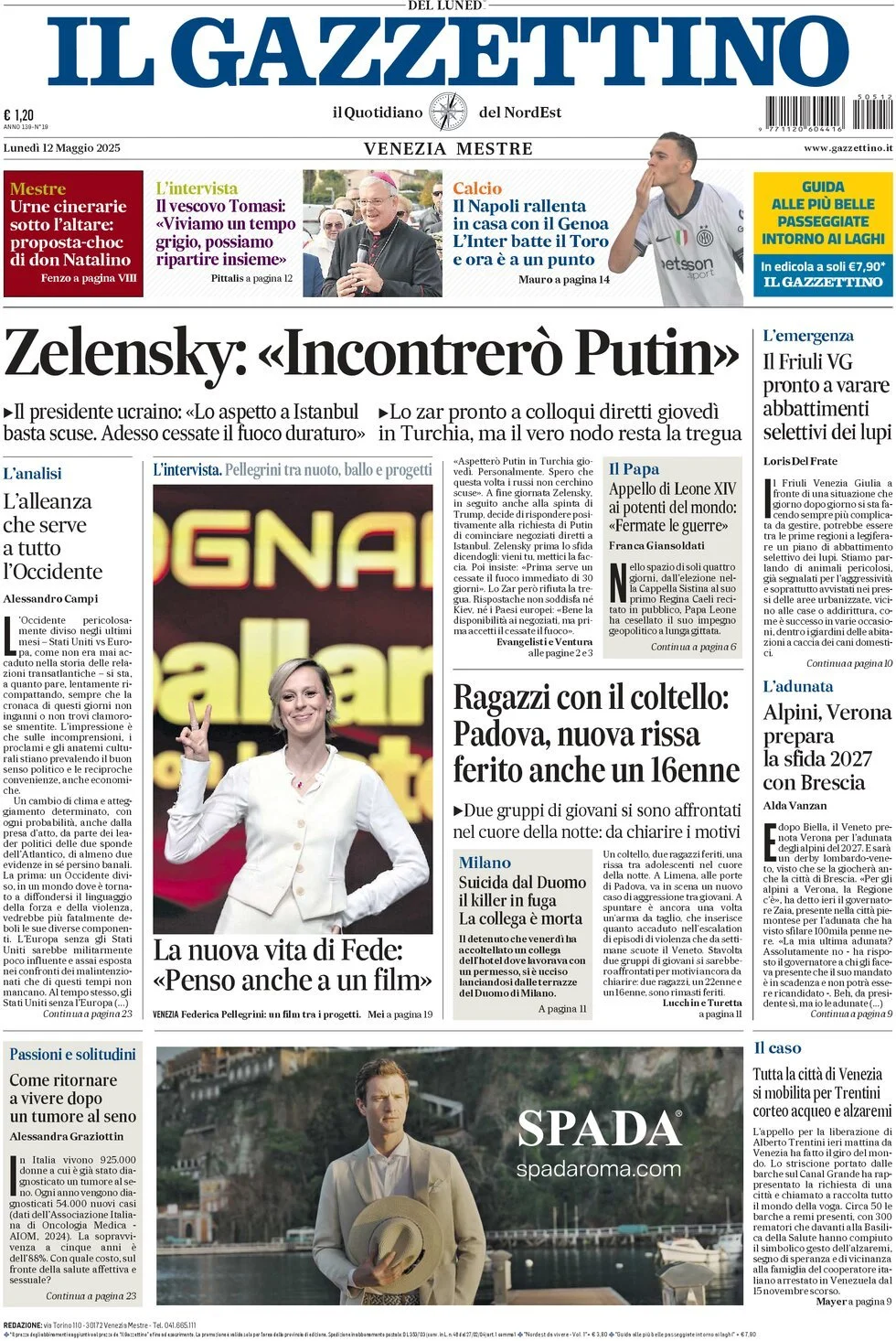 Prima-pagina-il-gazzettino-edizione-di-oggi-12-05-2025
