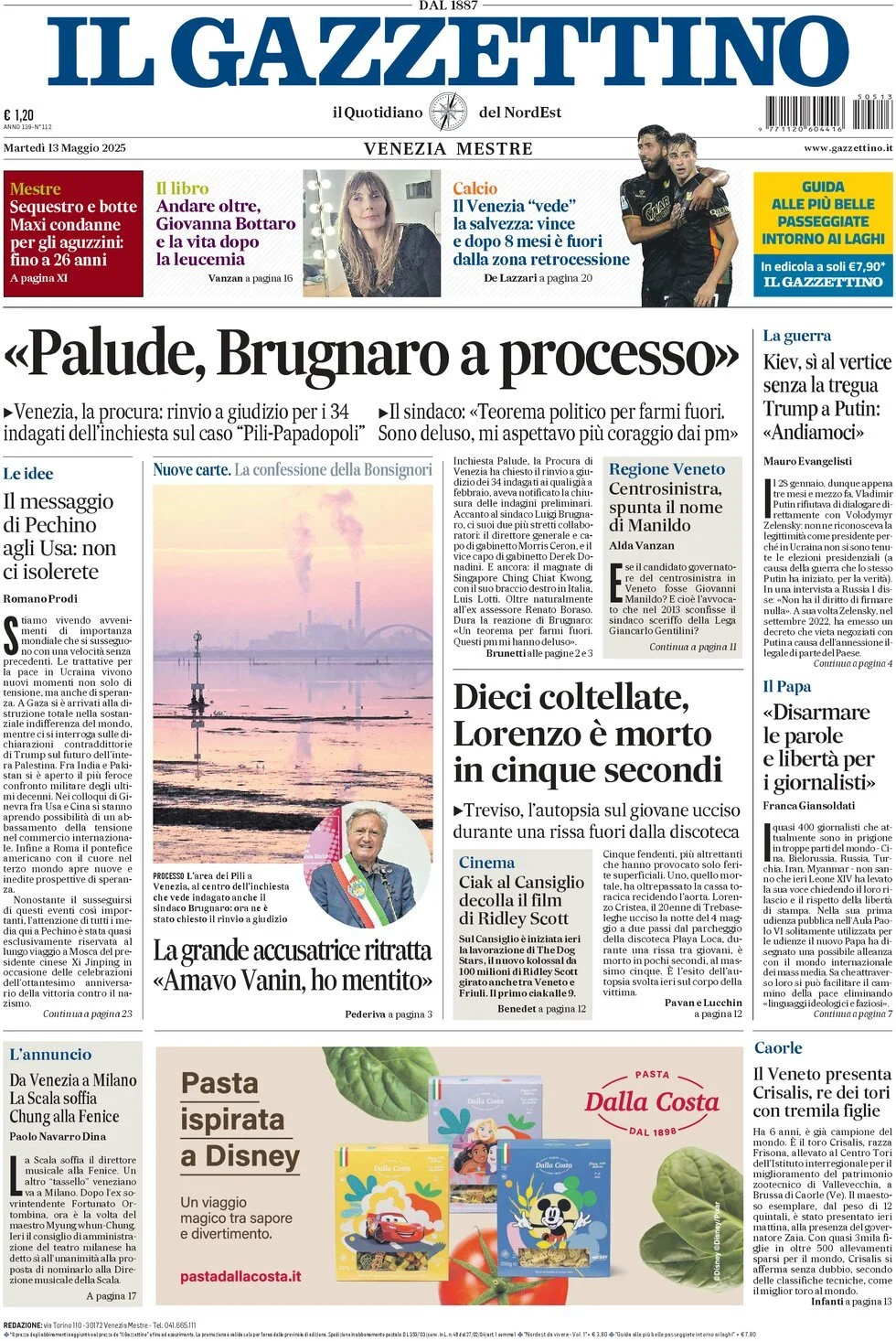 Prima-pagina-il-gazzettino-edizione-di-oggi-13-05-2025