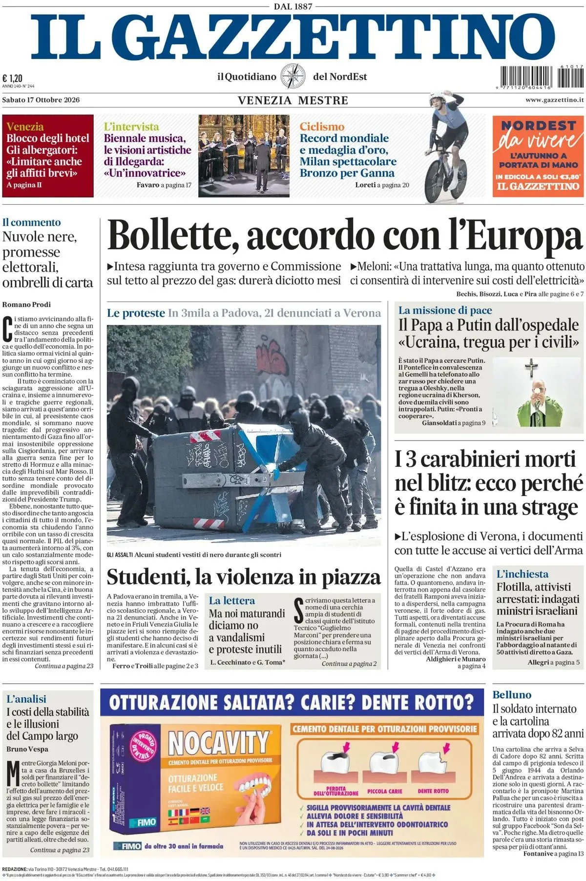 Prima-pagina-il-gazzettino-edizione-di-oggi-17-10-2026