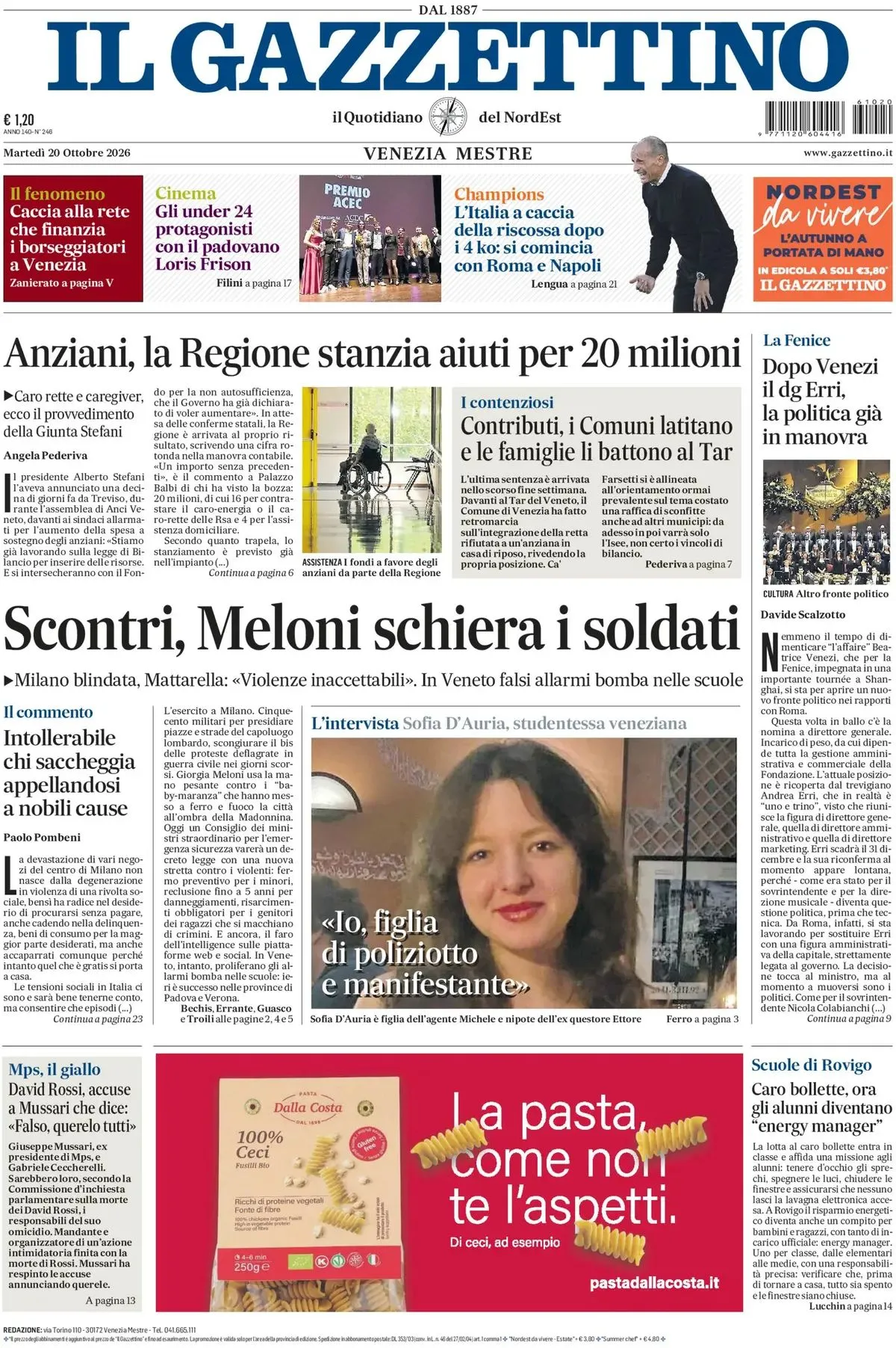 Prima-pagina-il-gazzettino-edizione-di-oggi-20-10-2026