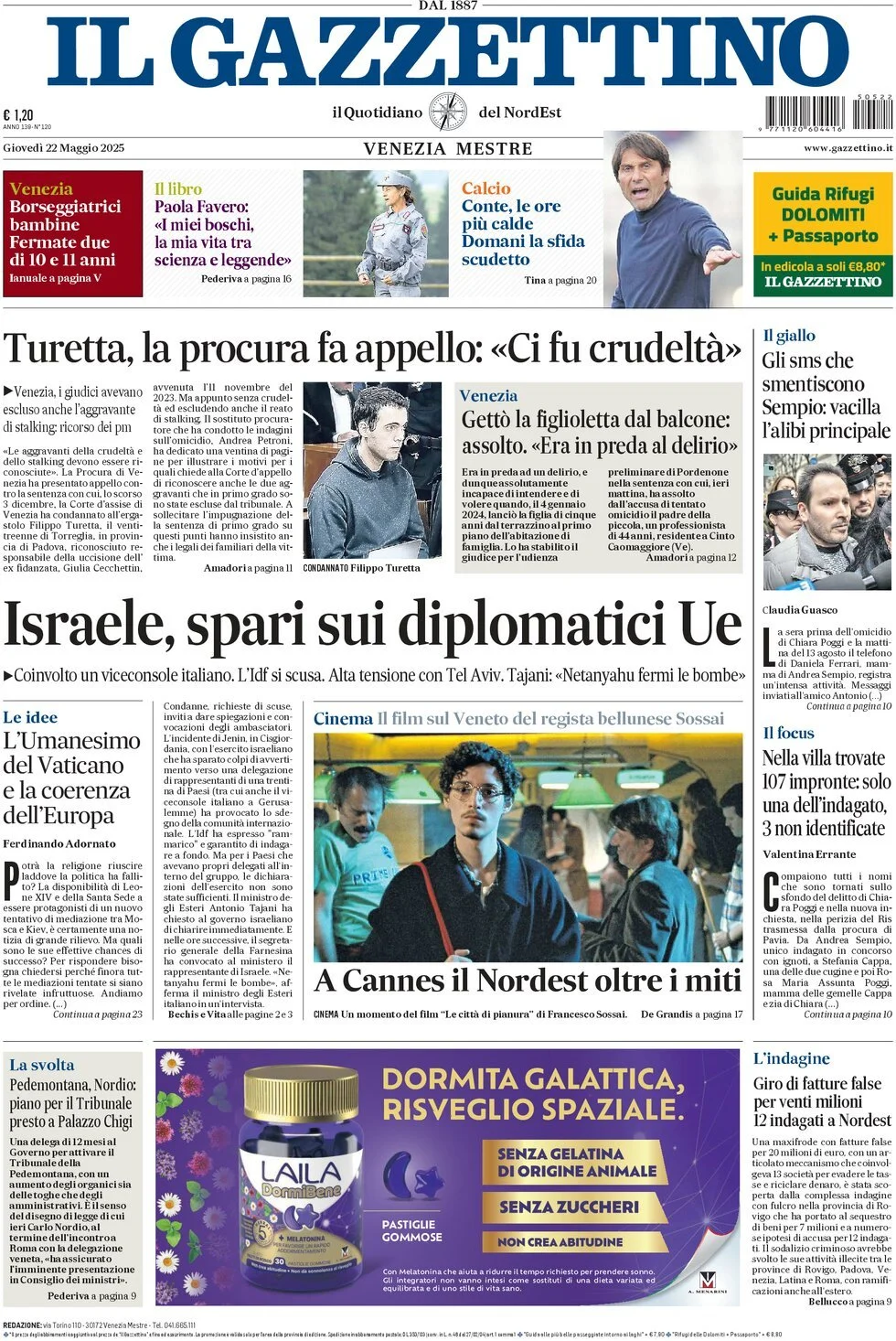 Prima-pagina-il-gazzettino-edizione-di-oggi-22-05-2025