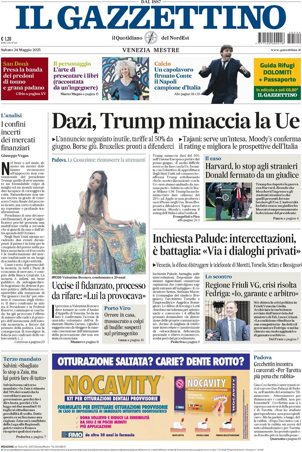 Prima-pagina-il-gazzettino-edizione-di-oggi-24-05-2025